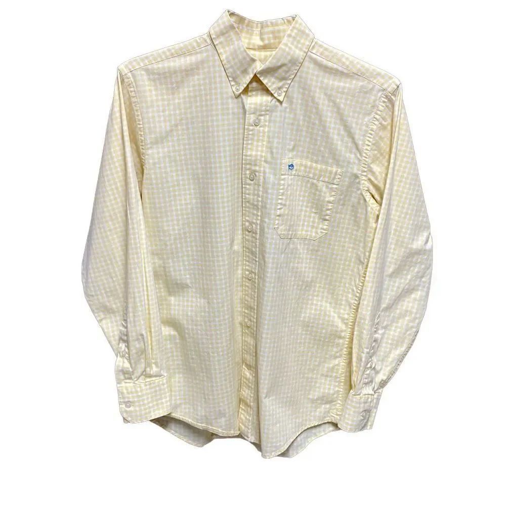 Southern Tide Yellow Check Button Down Shirt Size Small